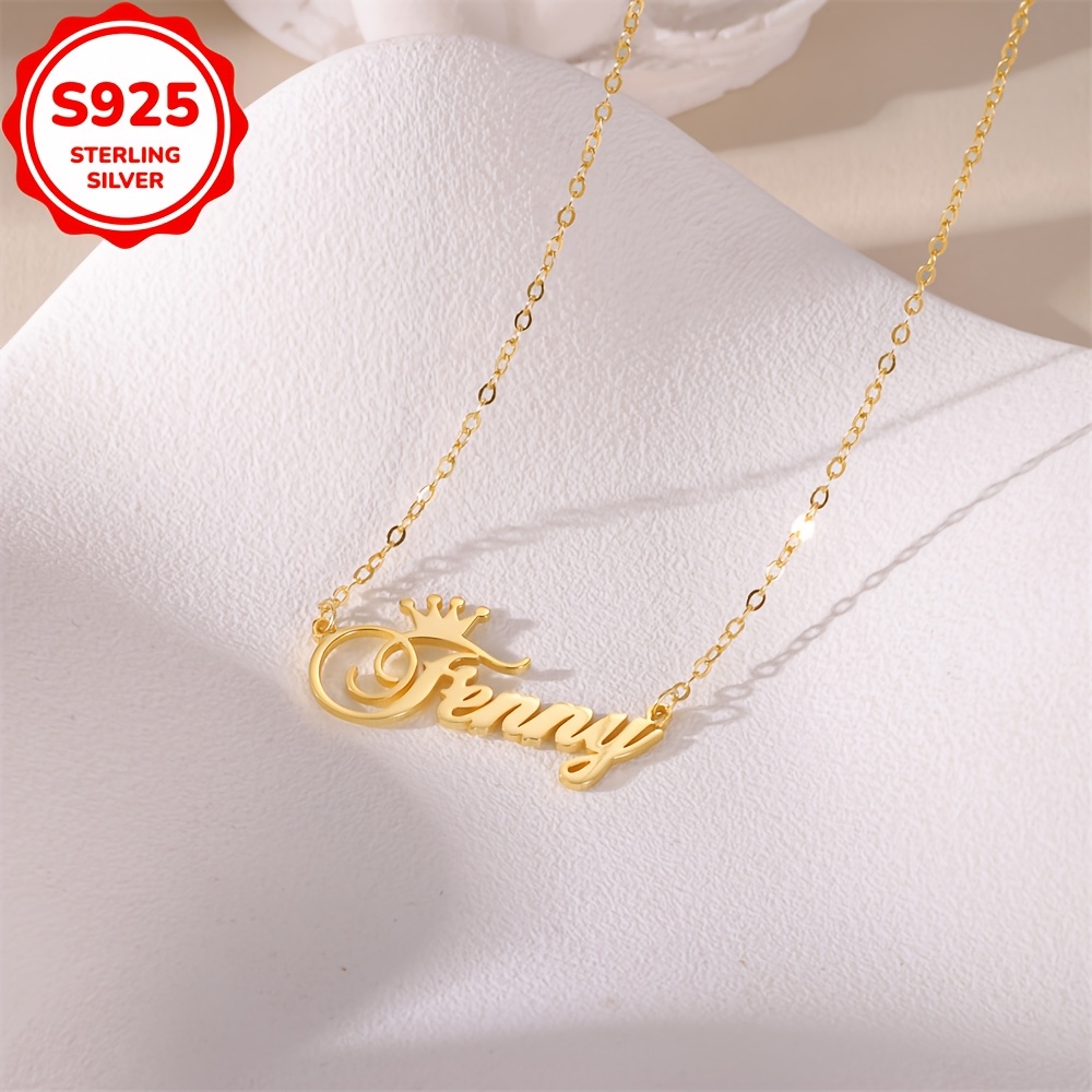 3g925 sterling silver custom necklace simple Temu Saudi Arabia