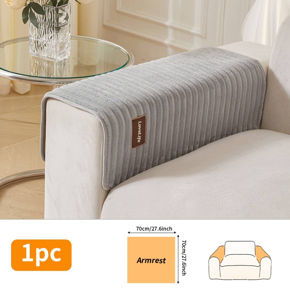 TEMU 1pc Long Plush Sofa Cushion, Labeled Decorative Sofa Cushion, Autumn/winter Plush Luxury High-end, Washable With Anti-slip Particles, Sectional