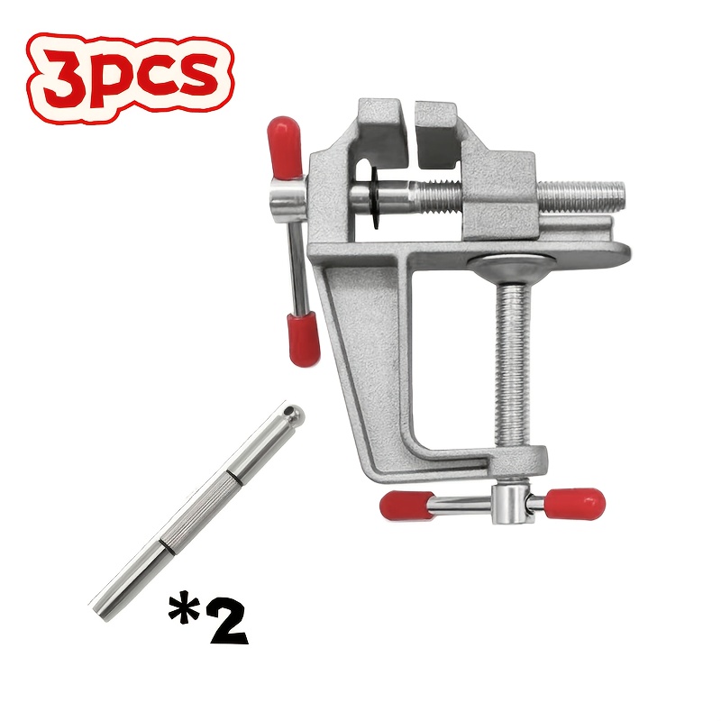 TEMU 3pcs Mini Clamps, Heavy-duty Metal Clamps With Clamp Base, Portable Adjustable Desktop Mirror, Sturdy Stand Clamp, Crafts, Model Making, Jewelry