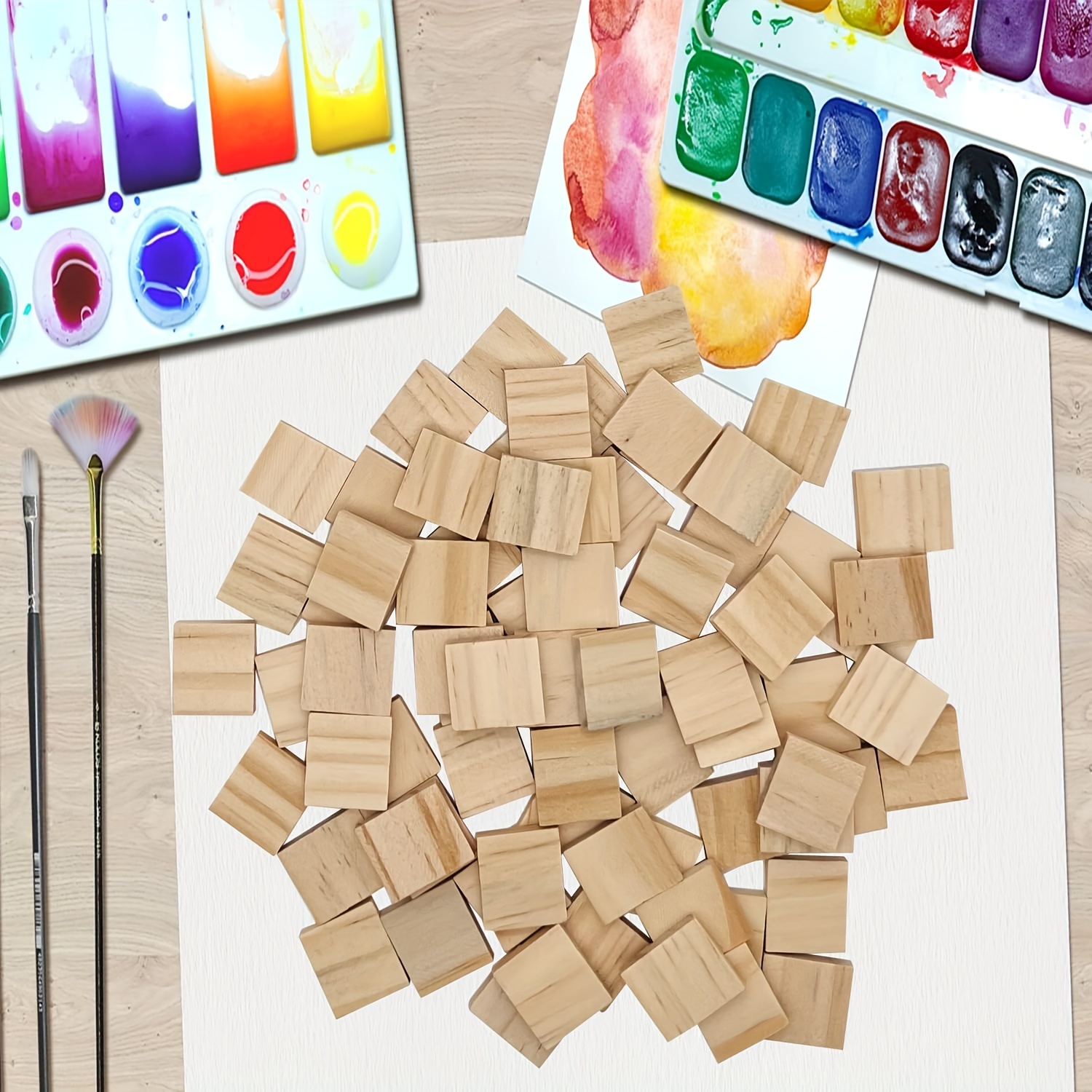 

100pcs Carreaux d'Alphabet en Bois Non Finis pour l'Artisanat & la Décoration DIY - Blocs de Lettres Lisses et Peintables