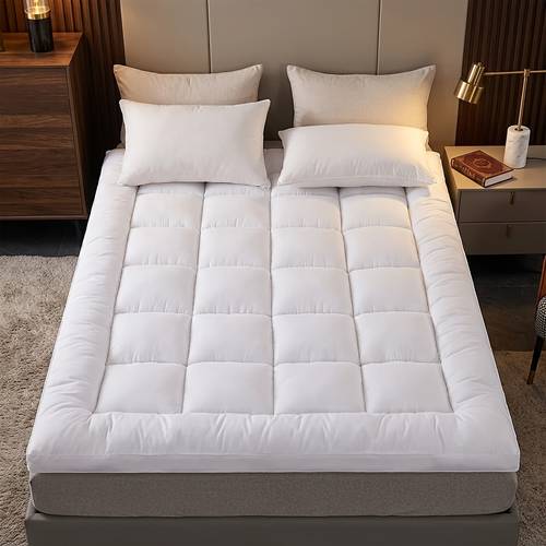 1pc hotel quality mattress topper 10cm 4 inch deep plush mattress pad topper with elastic straps for single sizes white