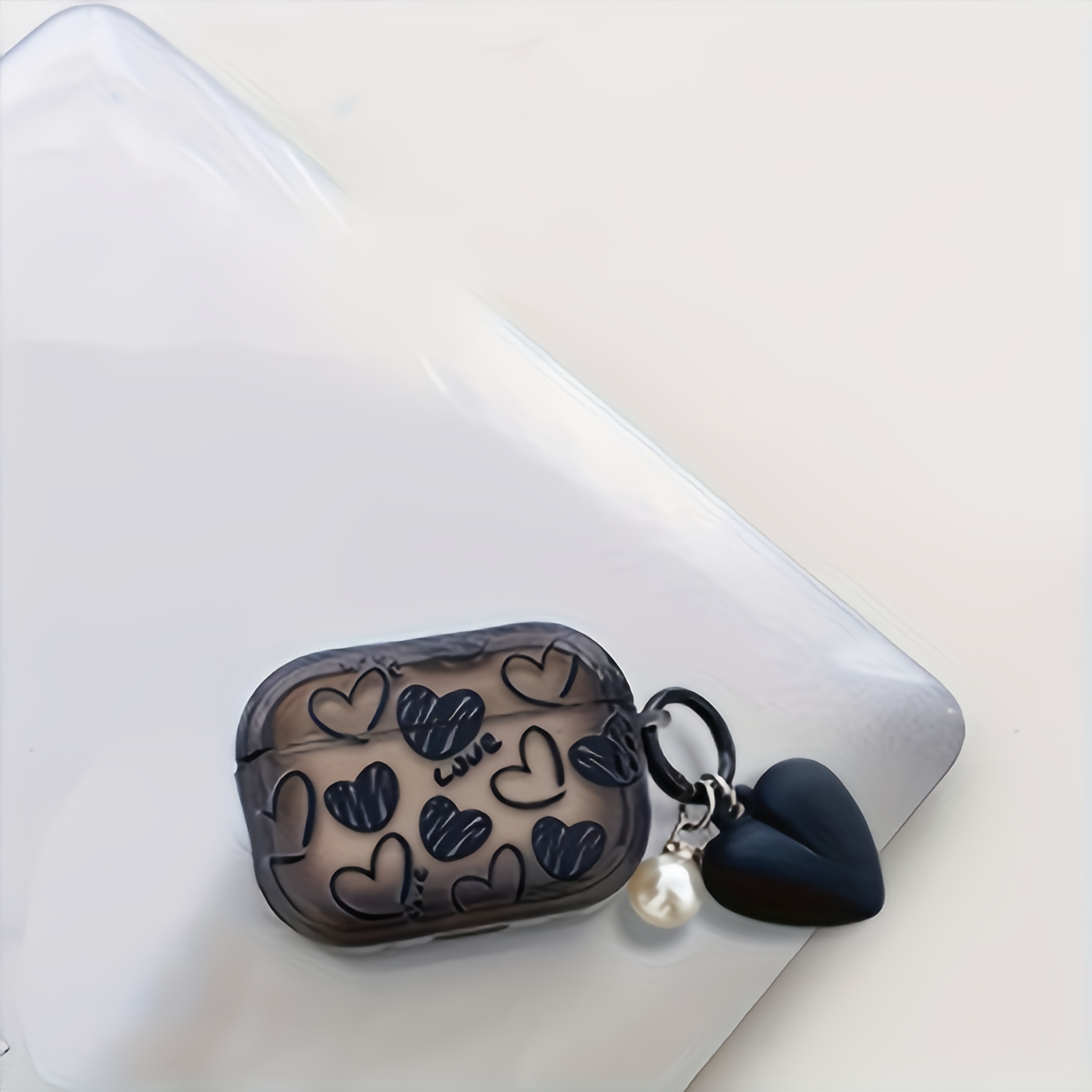 TEMU Écouteur Apple Noir Cœur Doodle Adapté pour Airpods Pro/ Pour Airpods Pro/ Pour Airpods 3/ Pour / Pour Airpods 4 Étui de Protection, Cadeau pour