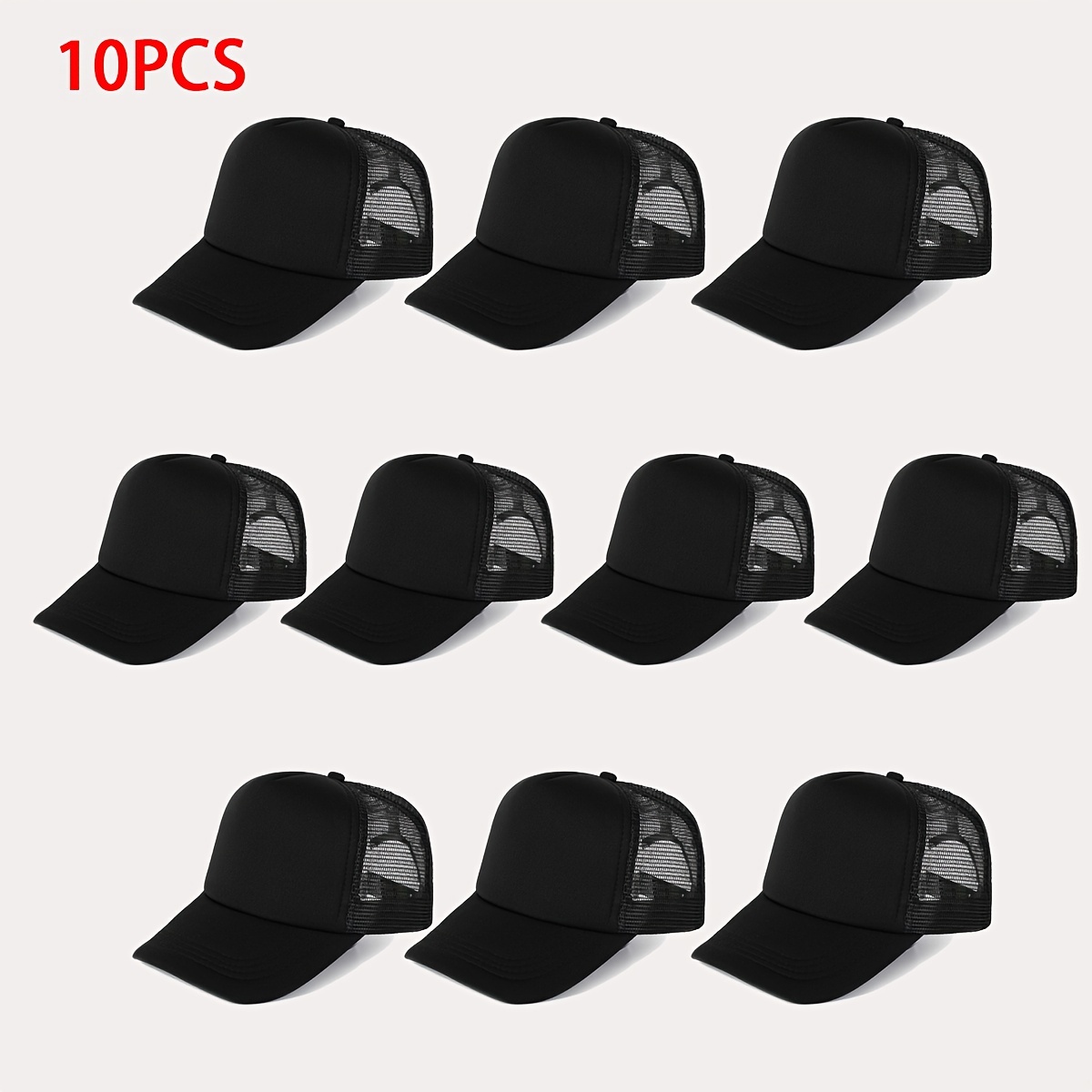 

Multi-piece Set For Men And Women Blank Mesh Baseball Cap Polyester Mesh Trucker Hat, Suitable For Their Own Diy Design, Adjustable Sunscreen Visor Hat For