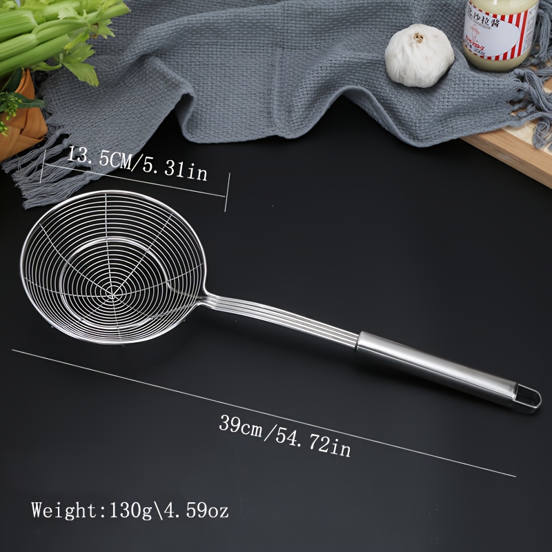 Image of Kitchen Restaurant Stainless Steel Wire Mesh Oil Strainer Reinforced Thickened Hot Pot Skimmer Fried Noodles Skimming Dregs