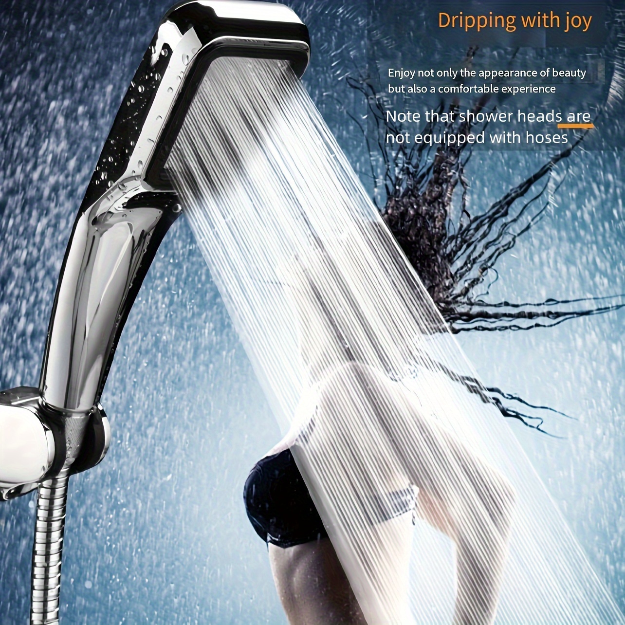 

1pc Pressurized Handheld Shower Head, 300 Holes Water Output Shower Head, Bathroom Shower Head, Bathroom Hardware, Bathroom Accessories