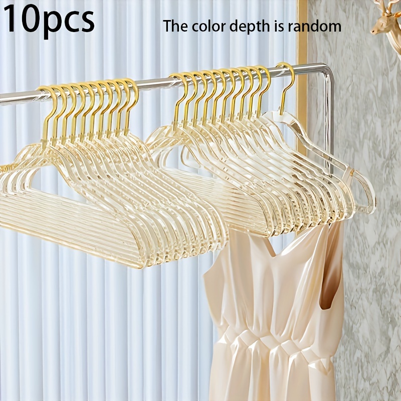 TEMU 10pcs Luxury Non-slip Plastic Hangers - Durable, Space-saving Clothes Racks For Storage, Visually Appealing, Durable, Clothes Hanger, Anti-slip, Plastic, Utility Hooks