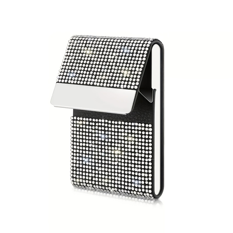 

Sparkling Business Card Holder - Leather, Magnetic Closure, Women's Credit & Id Wallet