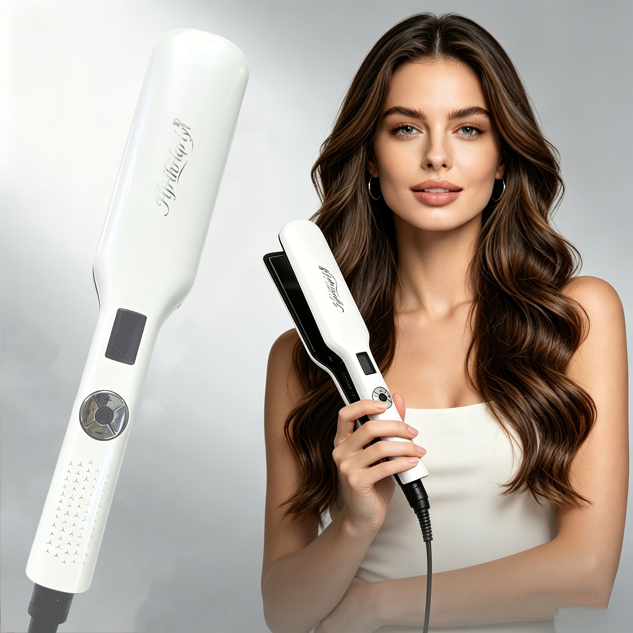 TEMU []2-in-1 Straightening And Curling Iron, Fast-heating Straightener, Adjustable Temperature, Professional Salon Hair Tool, Suitable For Women,
