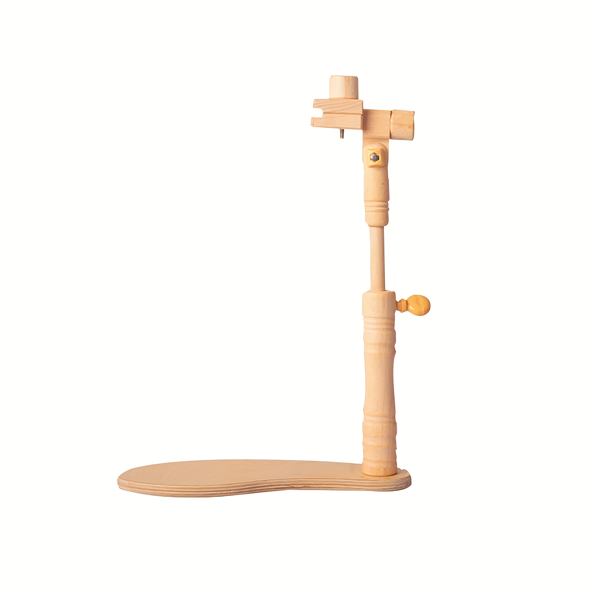 TEMU Adjustable Embroidery Stand With Clip-on Hoop Frame - Sturdy Wooden Cross Stitch Tabletop Frame For Handmade Embroidery, Easy-to-use Crafting
