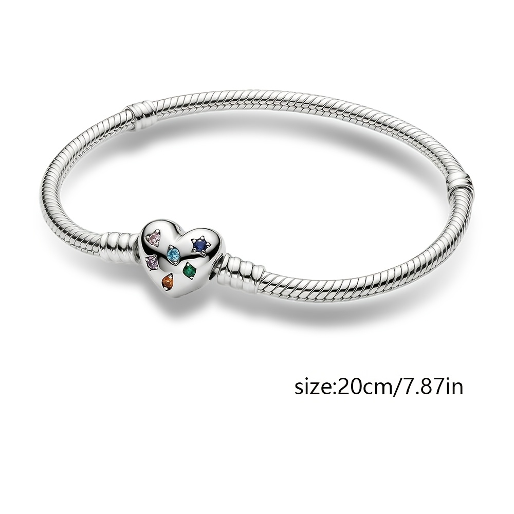 925 Silver-Plated Valentine's Day Multicolor Star and Heart Bracelet