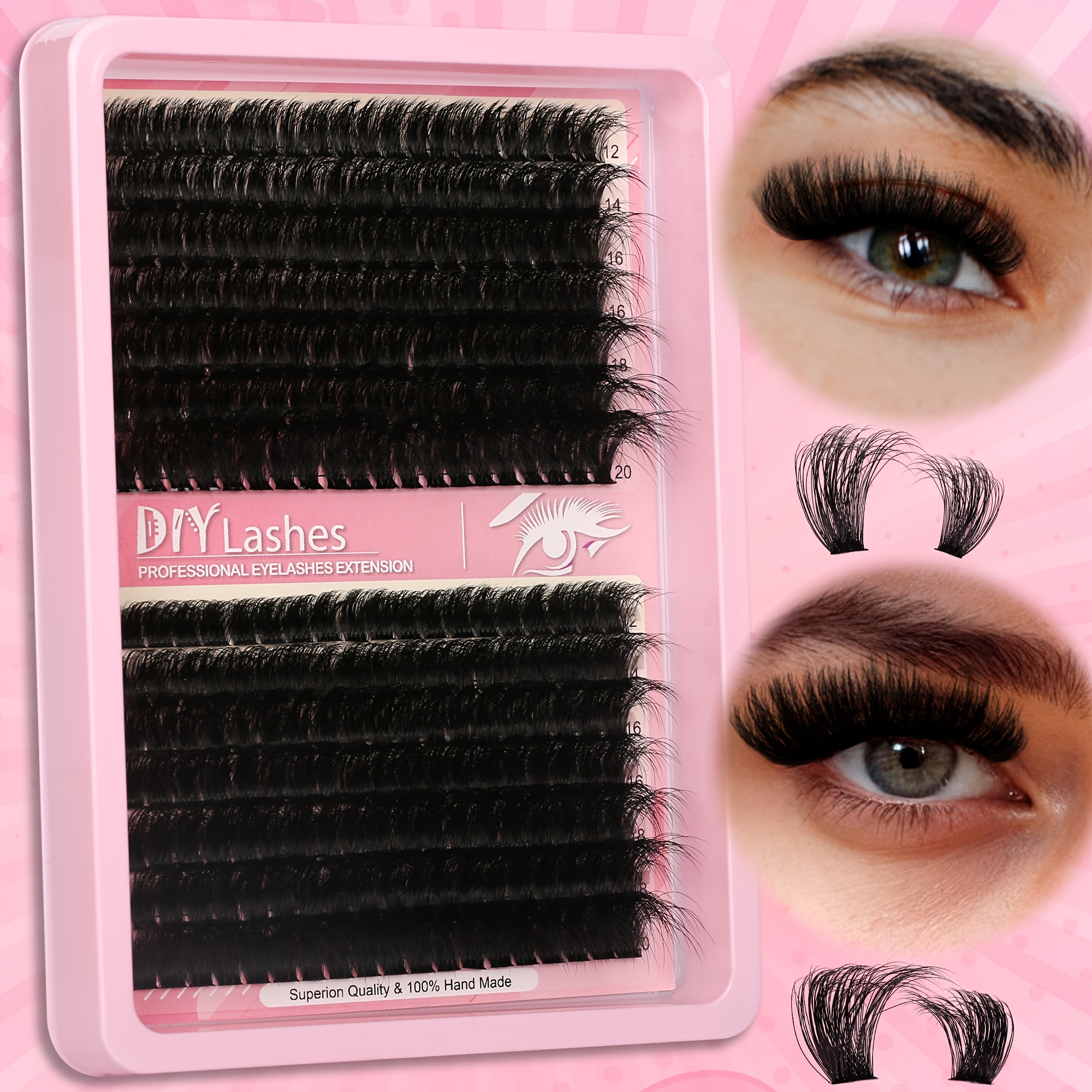 

Diy Luxurious Mink Eyelash Extensions Kit - D , Fluffy & , 12-20mm Segmented , Soft & Reusable, All , Beginner-friendly