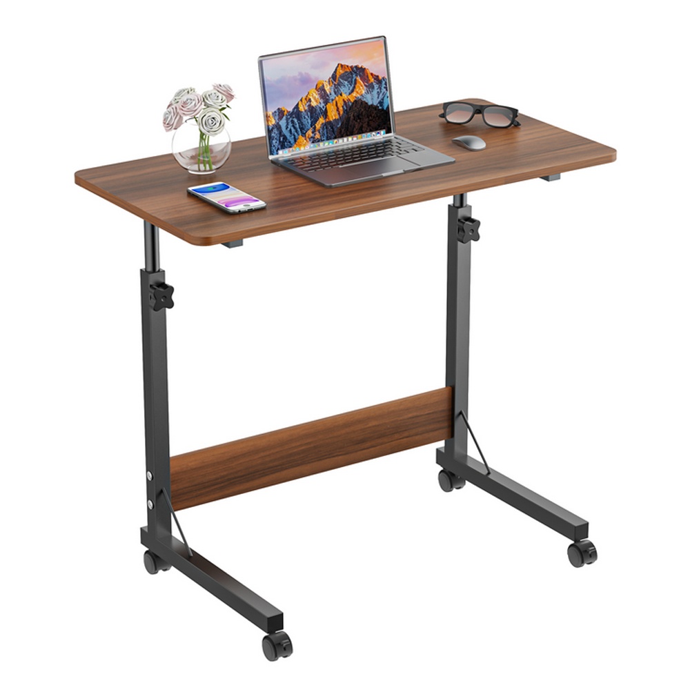Multifunctional Lifting Computer Table With Pulleys, Bedside Desk And Notebook Table, Home Office Artifact, Load-bearing 50 Catties, Bedroom And Study Dual Use, Brown