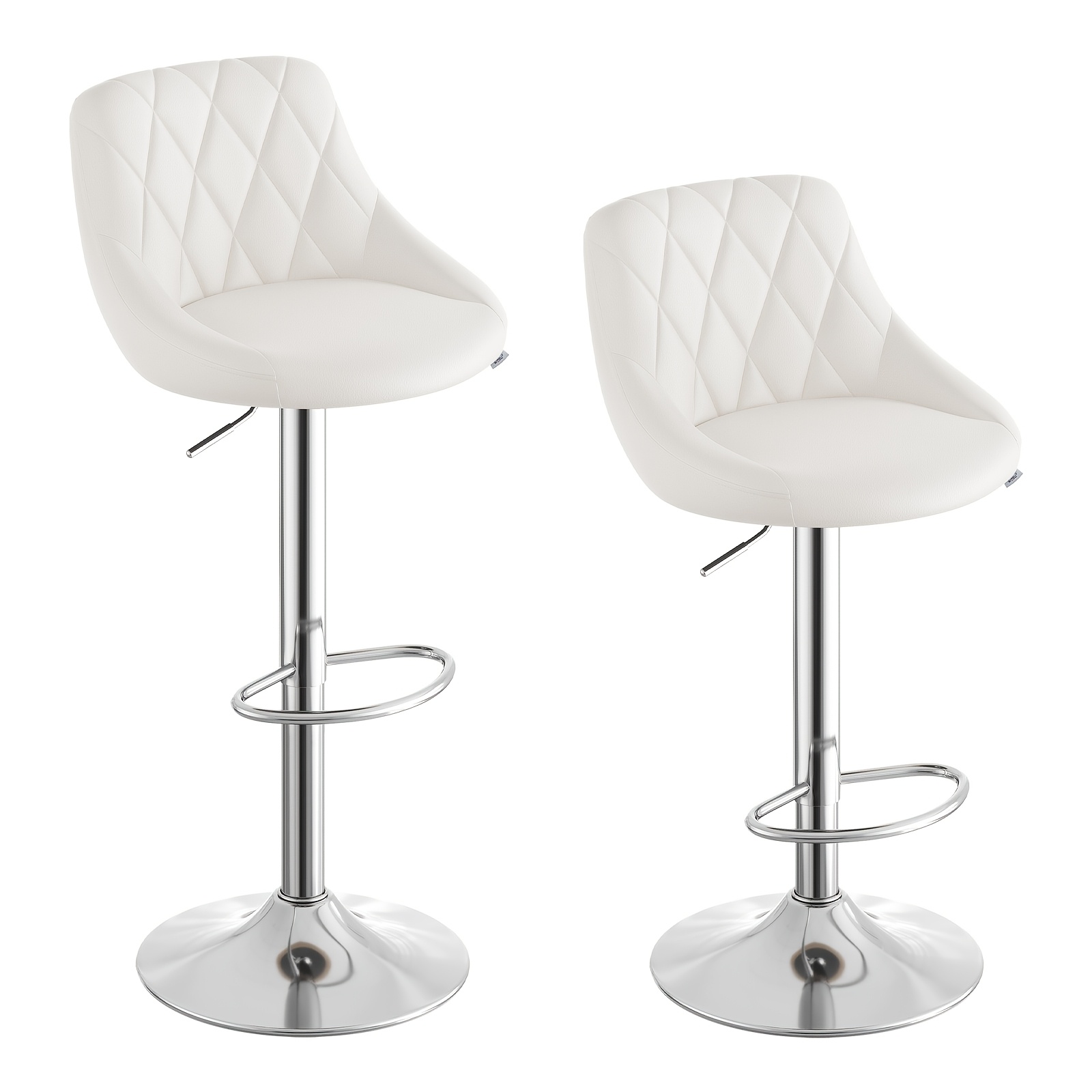 Modern Swivel Bar Stools with Artificial Leather, 360° Adjustable Height
