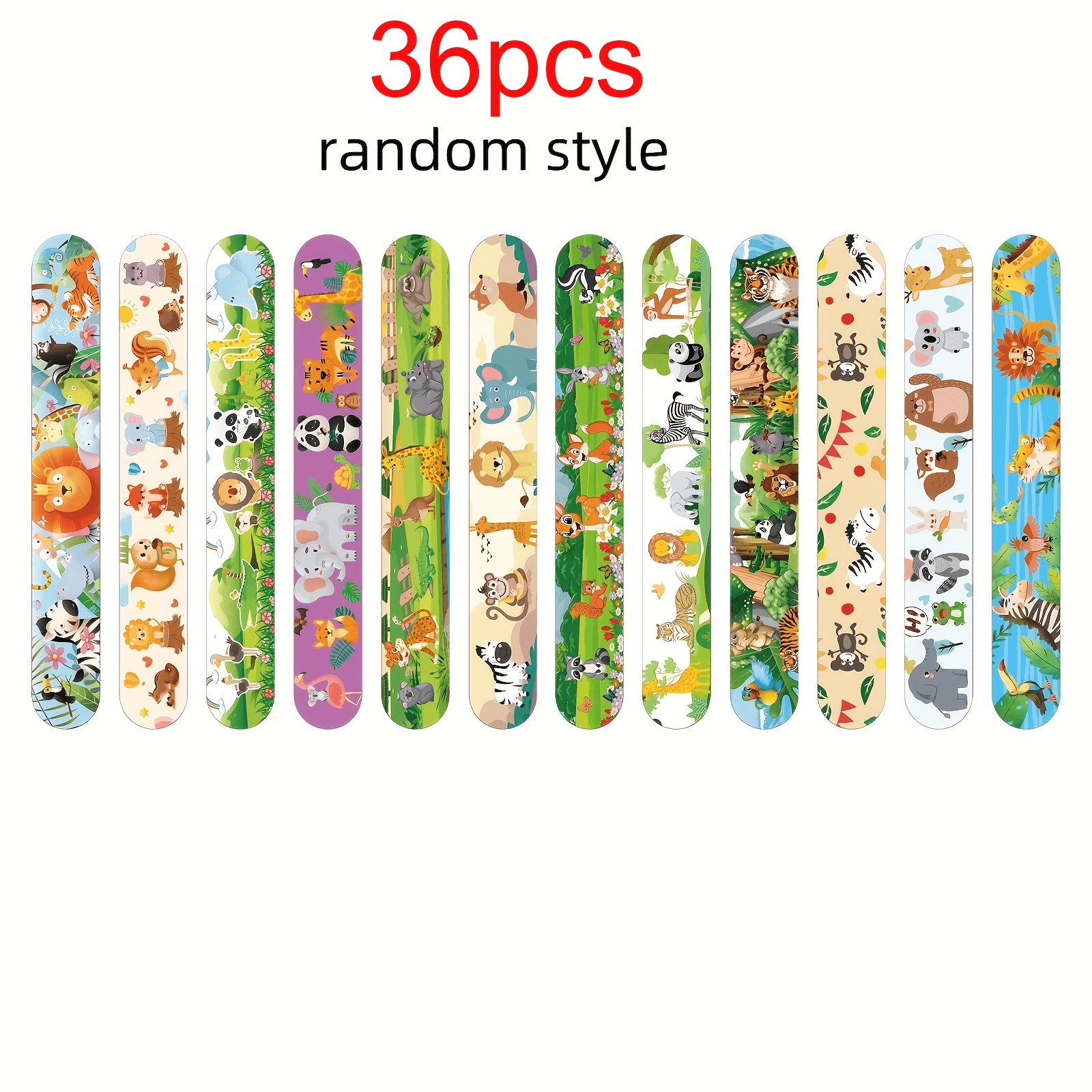 Gift For Her/him 36-pcs Animal Clapping Slap Bracelets, , Pandas, , Elephants, For Children, Bracelet - Random Patterns Christmas, Halloween