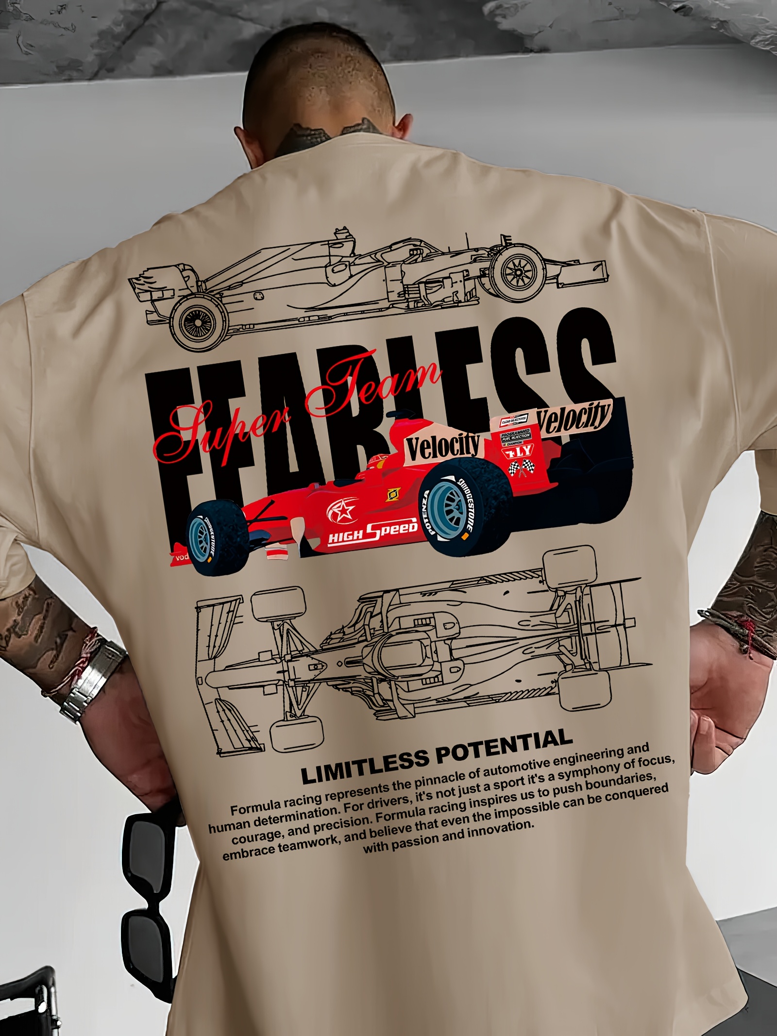 *'S Racing Graphic T-Shirt Breathable Polyester, Loose Neck, Short  Sleeve Tee with Circuit Design &*;F1 *&*; Print for Summer Streetwear,