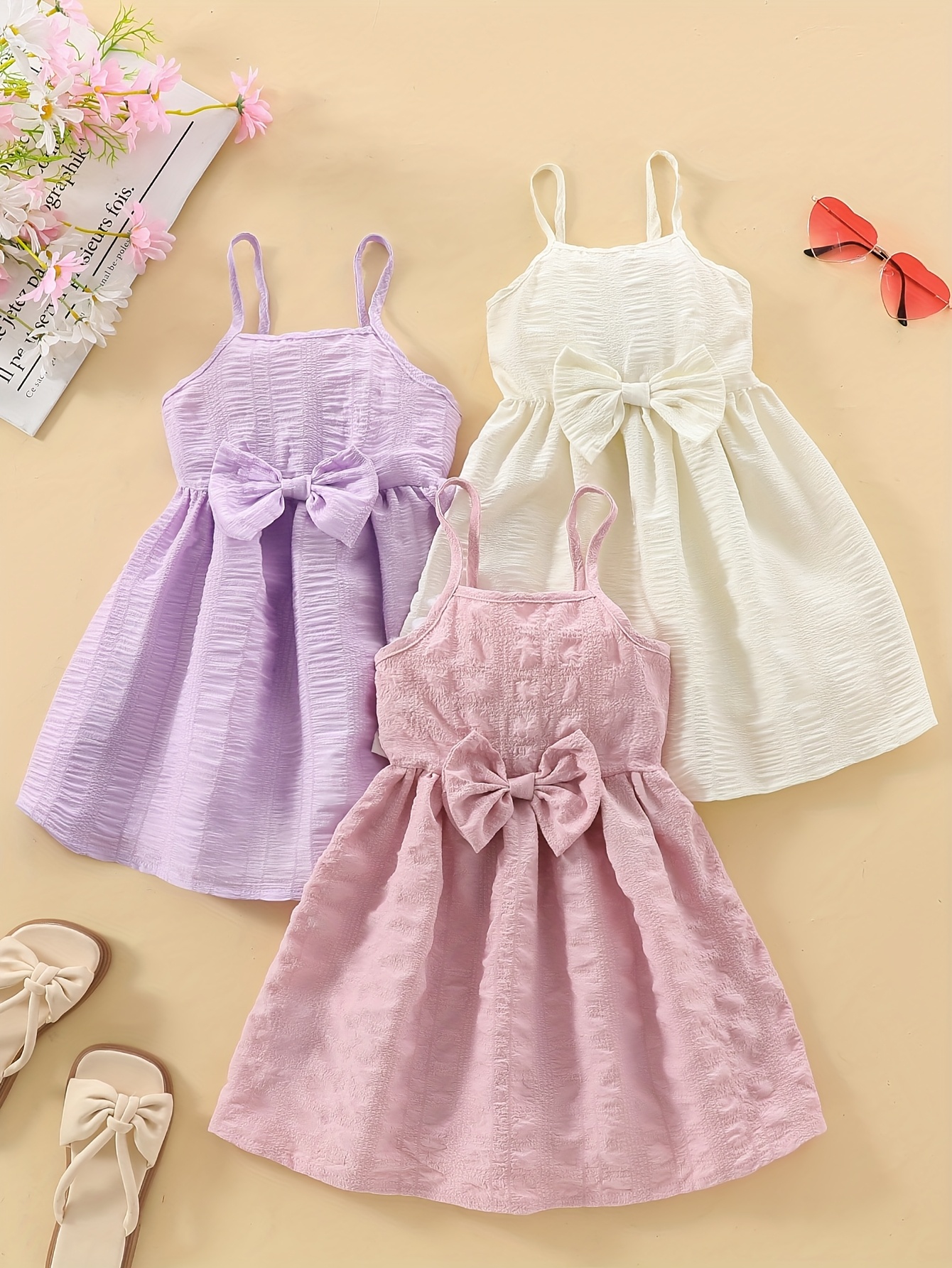 3pcs girls sleeveless summer dresses beach party outfits a - Temu