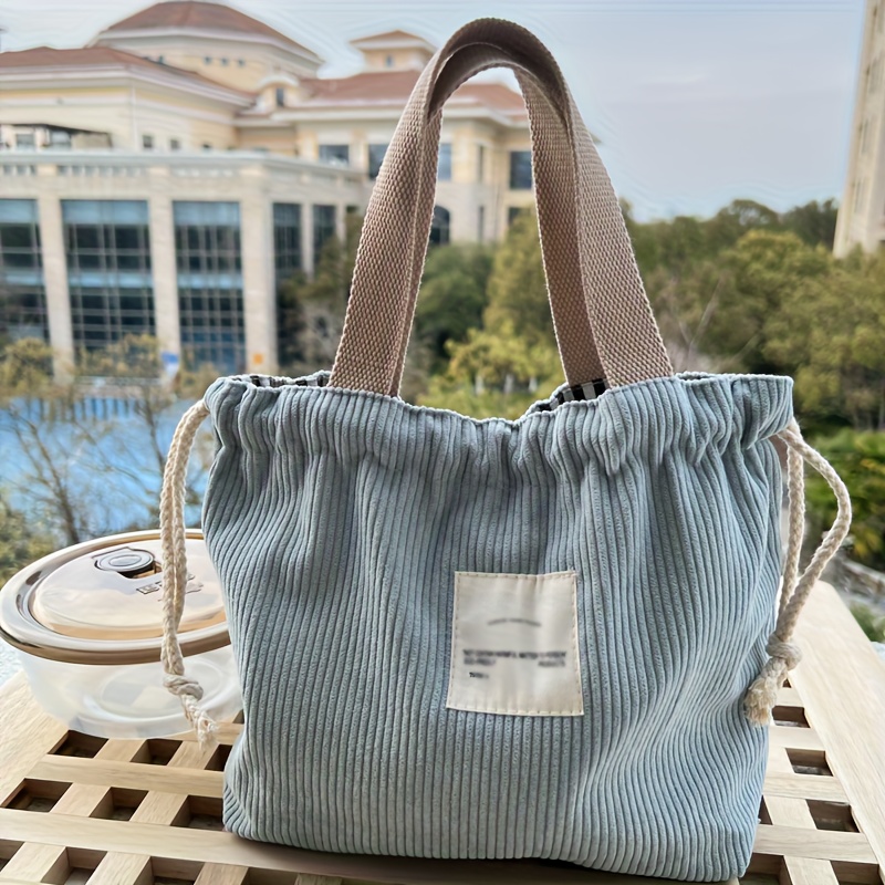 Handbag, handbag, Back to School, Drawstring Bag, Corduroy Material,  Drawstring Storage Bag, Suitable for Work, Non-Food Contact