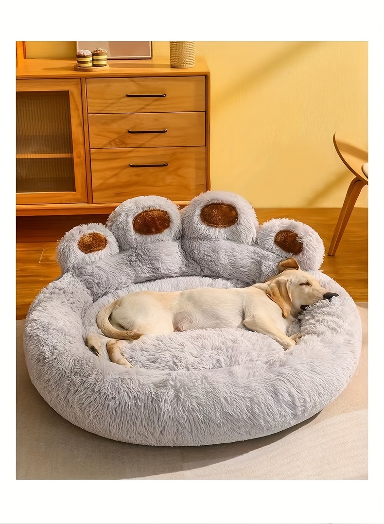   paw shaped pet bed dog nest long plush soft dog sleeping bed cushion sofa Product details 14