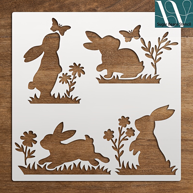 

[1pc Easter Bunny Painting Stencil] 1pc Easter Bunny Stencil - Reusable " Pet Painting Template For Diy Crafts, Wall, Cushion, Floor, Fabric, Clothing, Furniture, Canvas, Card - Animal, Flower,