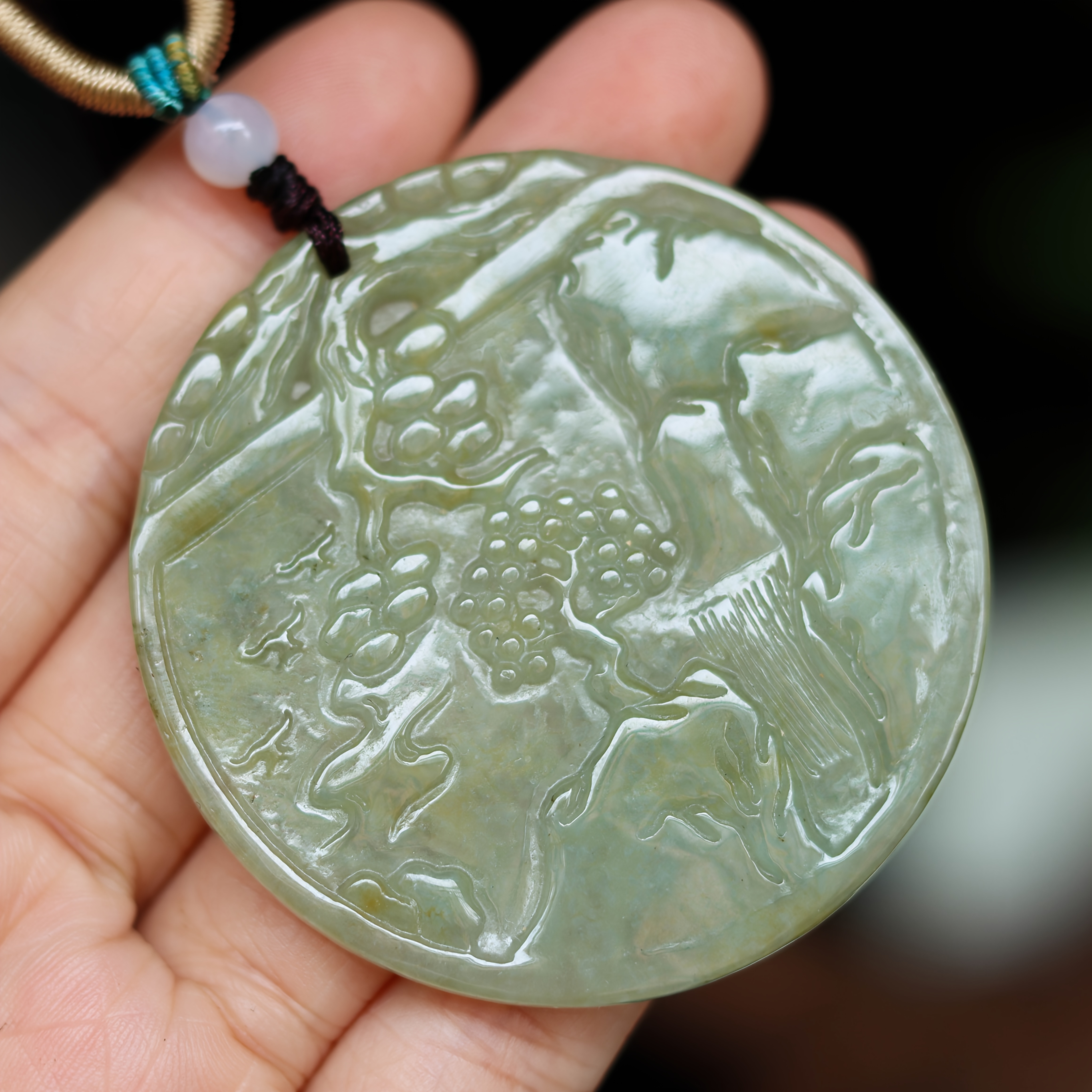 Natural Stone Mountain Pendant with Adjustable Rope Necklace