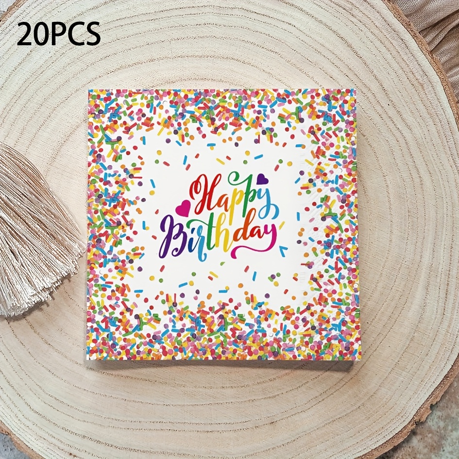 E-shop 20er Pack Ecopapers 2-lagige, bunte Servietten mit Konfetti-Druck, universelle Einweg-Party-Servietten für Geburtstage, Halloween,