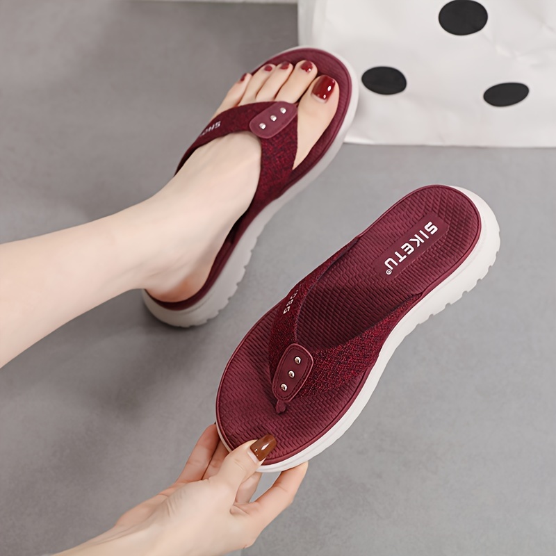 womens summer slide sandals casual open toe flip flops with arch support comfortable low heel fabric upper eva insole   in pink red blue black grey beige more sizes 35 42 strappy sandals Product details 11