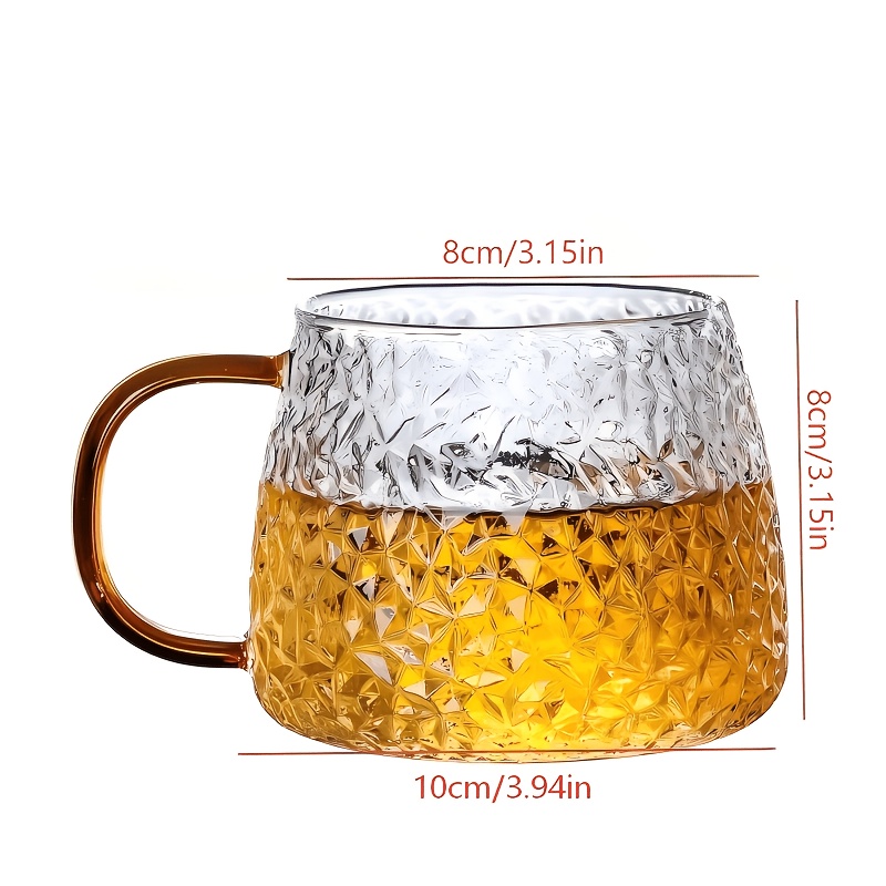 TEMU 2pcs Set Yellow Texture Single-layer Drinking Cup, High Borosilicate Glass, Simple Thickened Design, Juice/beverage Cup, Tea , Household