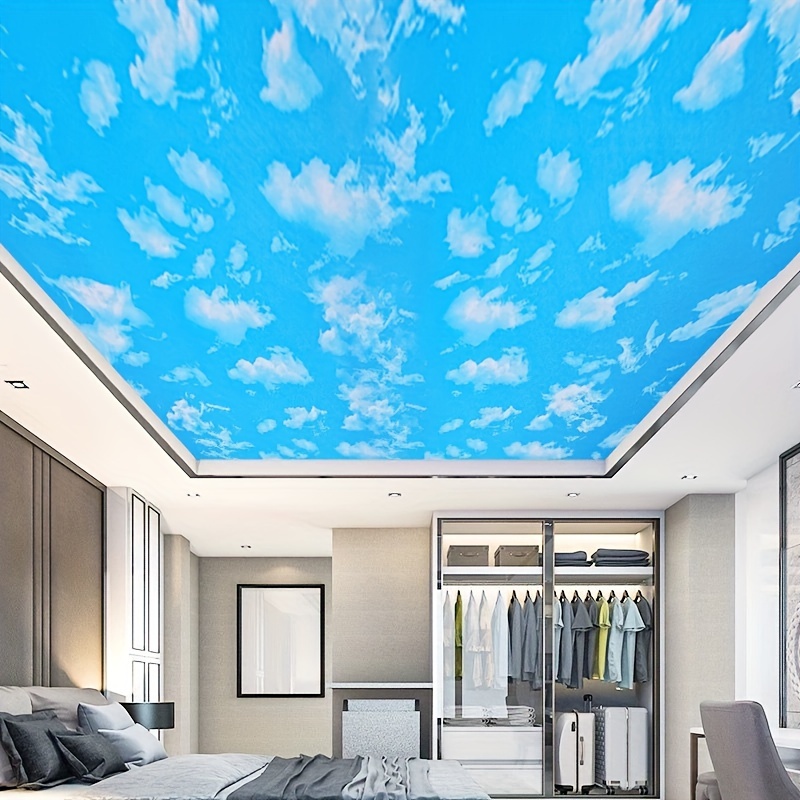 1 Roll Vinyl Wallpaper - Sky With Clouds, Peel-and-stick Contact Paper Suitable For Kitchen, Walls, Floors, Doors, Install Removable Covering (no Glue/tools)