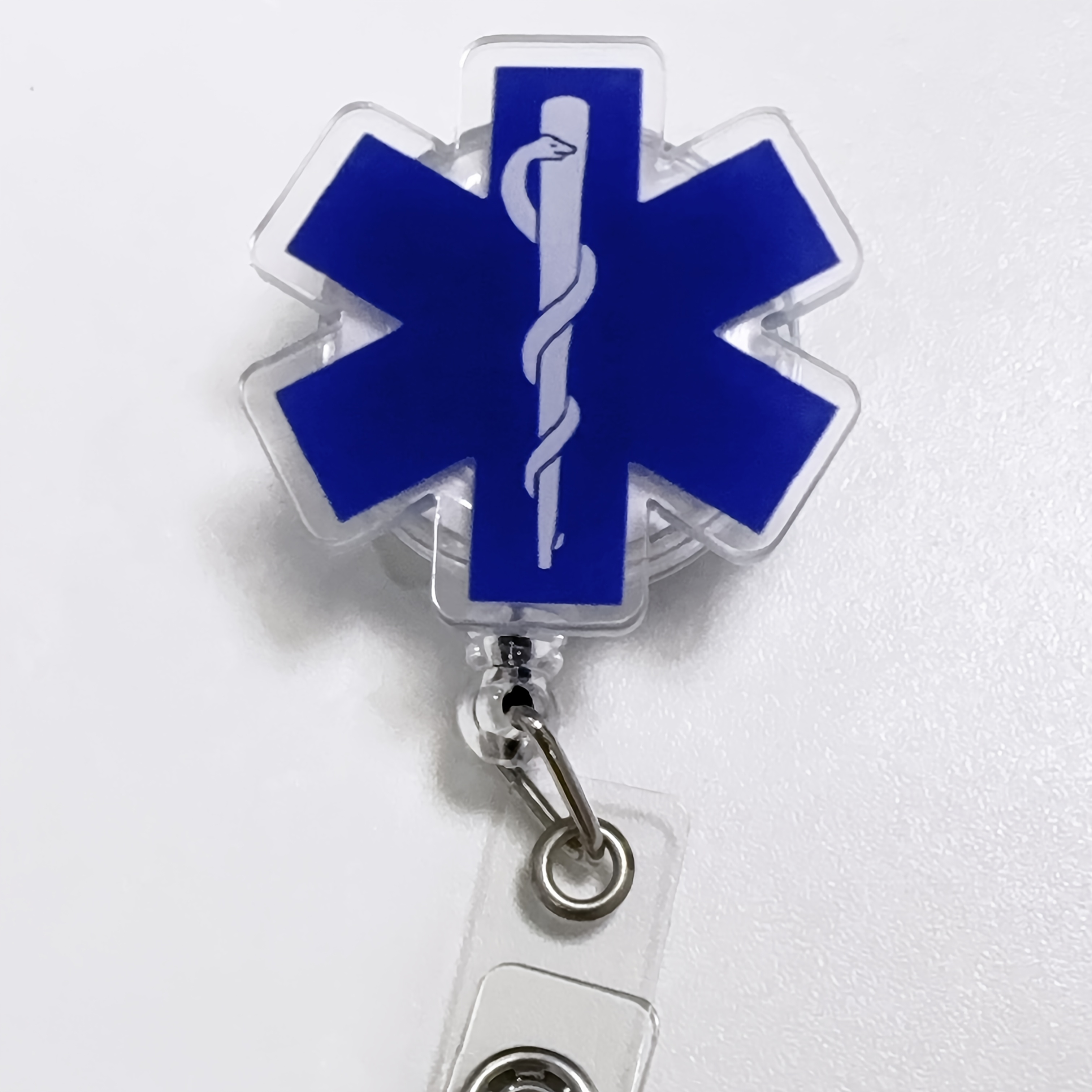 TEMU Clip Portabadge Medico Piatto 2D a Stella per Infermieri e Sanitario, Piatto 2D