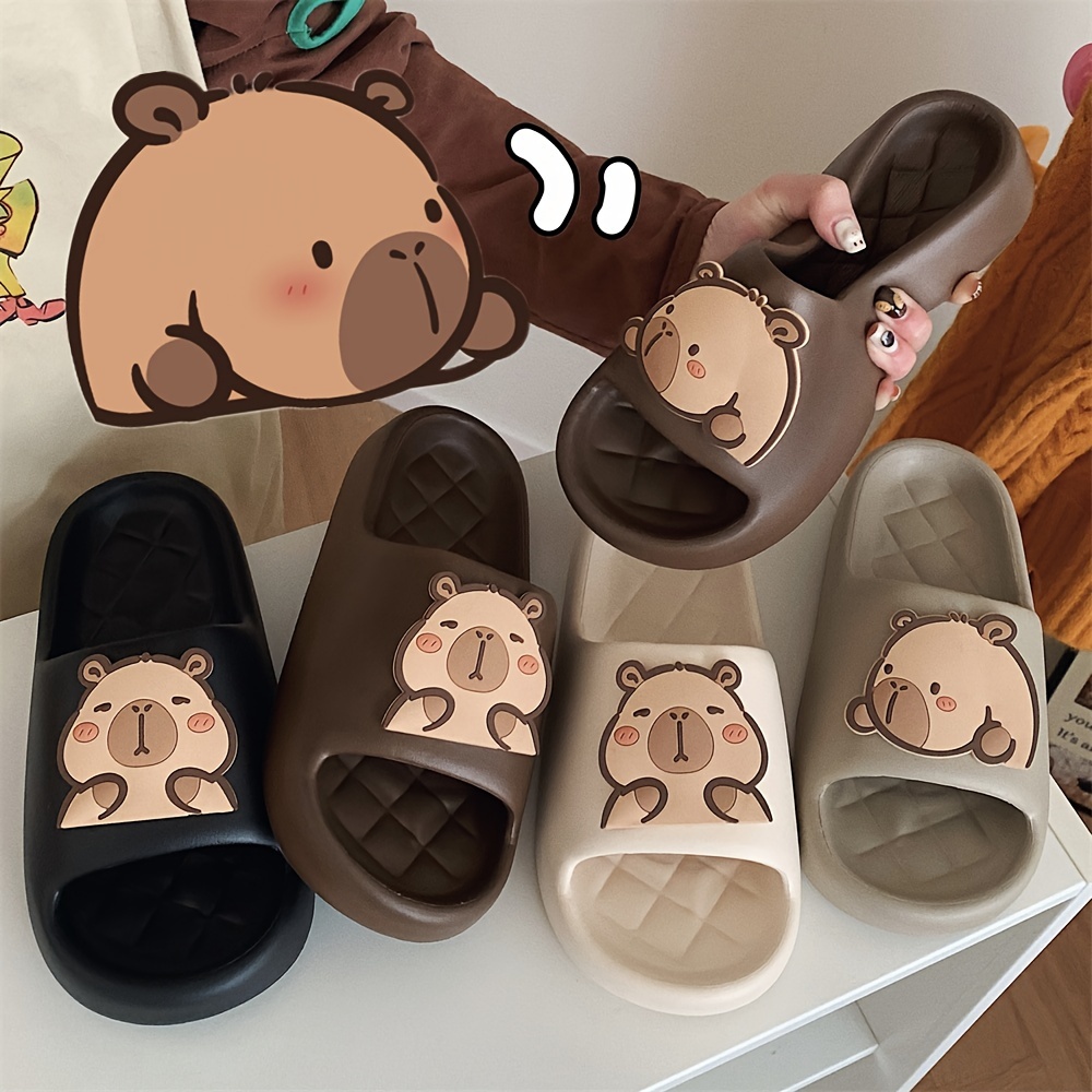 

Women's Cute Cartoon Decor Slides, Casual Open Toe Soft Sole Shoes, Comfortable Slip On Slides