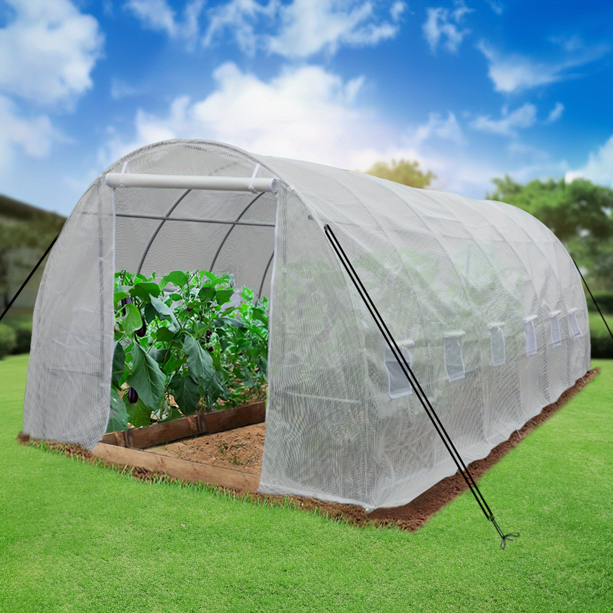 

Furnizest 20x10x7ft Greenhouse Outdoor Heavy Duty Greenhouses Outside Large Walk-in Tunnel Green Houses Gardening Galvanized Steel Stake Ropes Zipper Door 7 Crossbars Garden, White