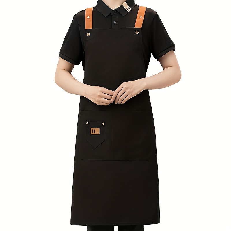 TEMU 조절식 어깨 끈이 있는 작업 앞치마, 케이터링, 주방 요리, 가정용 남녀공용 허리 앞치마