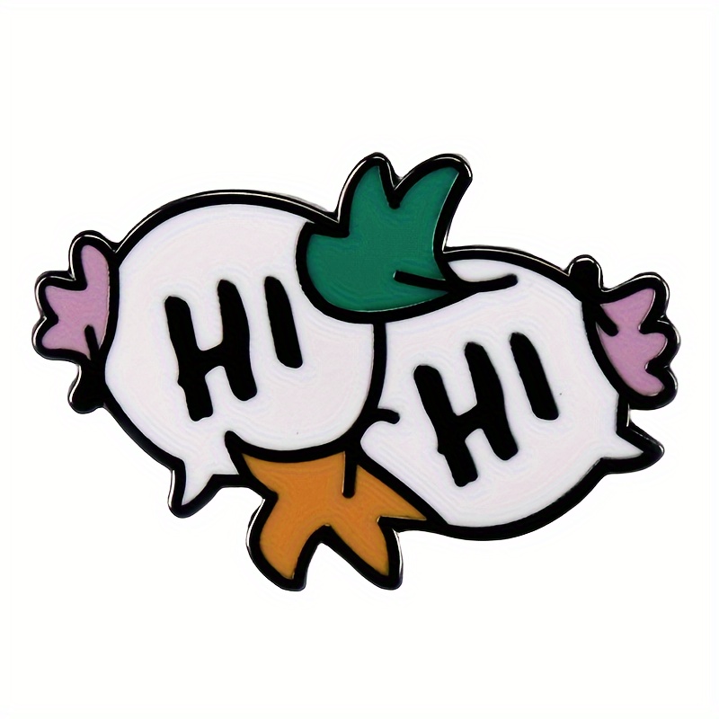 

1pc Fbaby Funky Alloy "hi Hi" Letter Brooch Pin, Gift Accessory, Enamel Badge For Clothing And Bags