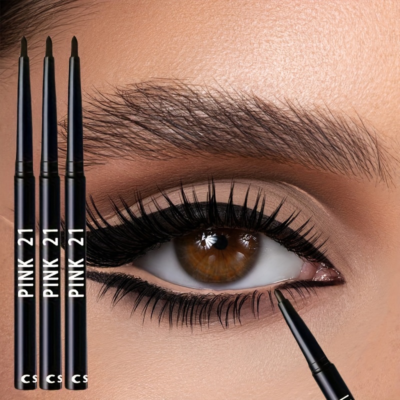 3pcs Black Eyeliner Pencils - Waterproof, Sweatproof And With Easy Twist Application For Makeup