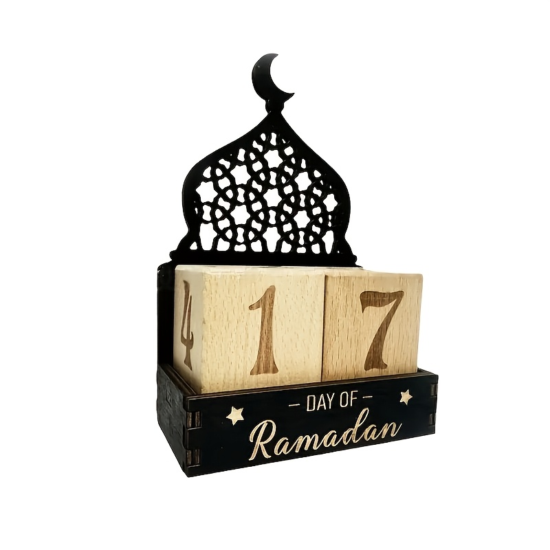 Image of 1pc Ramadan Wooden Calendar Ornament, Decor Wooden Ornament, Festive Gathering Decoration Calendar Countdown Moon Home Ornament Gift Middle East, Home Office, Ramadan, Eid Al-fitr
