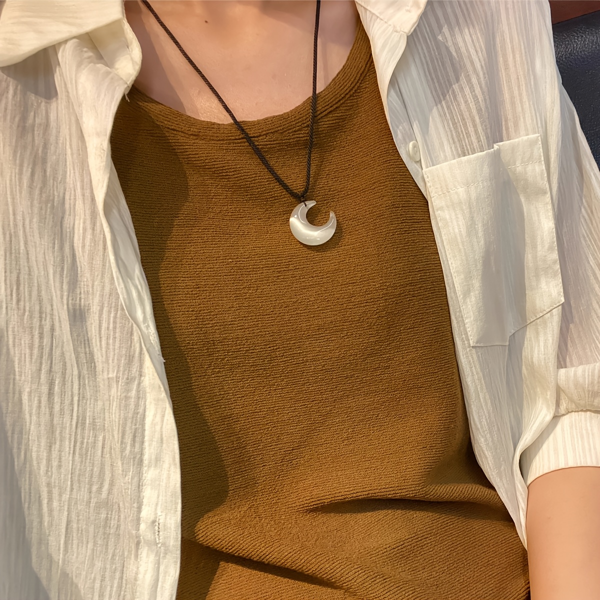 Fairy Moon Necklace Pendant Collarbone Chain Gift for Couple