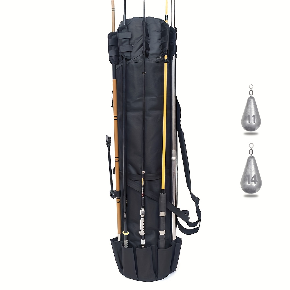 TEMU 1 Rod Bag, Durable Folding Fishing Gear Handbag, Multifunctional Large Capacity High-quality Fishing Rod Box, With 2 Lead Weights