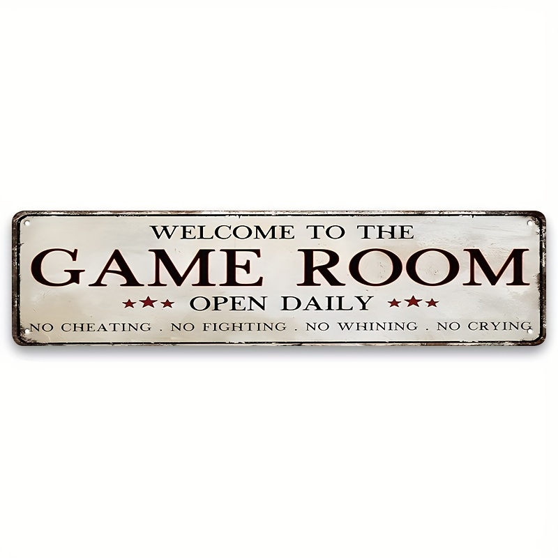 

Retro Game Room Metal Tin Sign, Vintage Arcade Decor, Billiard Theater Room Bar Wall Art, Home Game Room Accessory, 16x4 Inch Iron Poster Board - 1pc