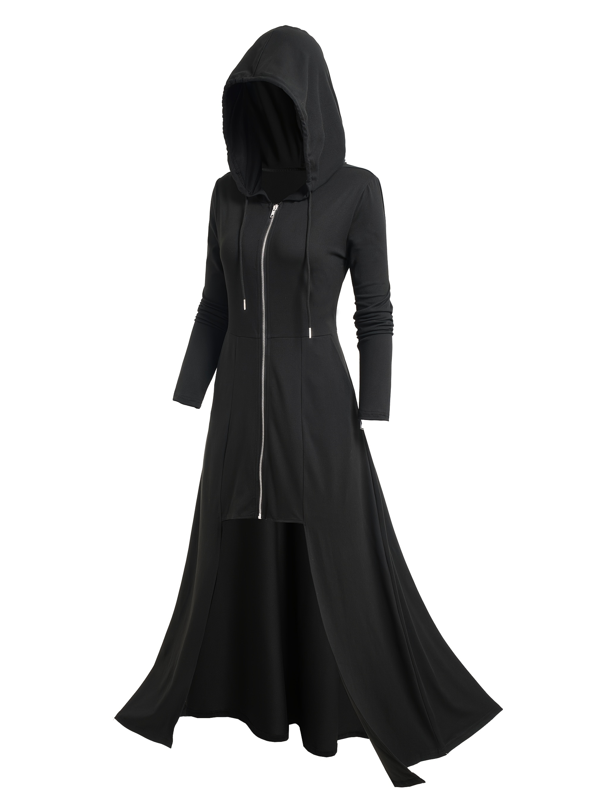 abrigo mujer gótico capucha cierre frontal estilo casual Temu