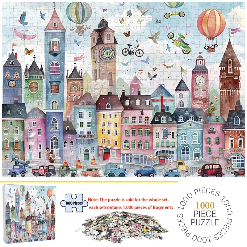 

1000pcs Cartoon Castle Architecture , Artistic Paper Puzzle For Adults, Educational , Ideal Gift For Thanksgiving, Christmas, New Year, Valentine's Day, For 14+