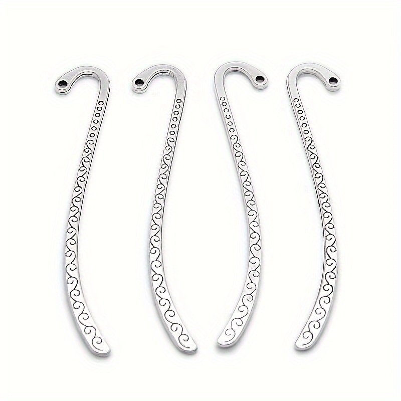 

10pcs Hairpin Hook Antique Vintage Silvery Carving Hook Bookmark With Ring Embossed Bookmark For Teacher Reading Lovers Bookmark Metal Stainless Steel Bookmark