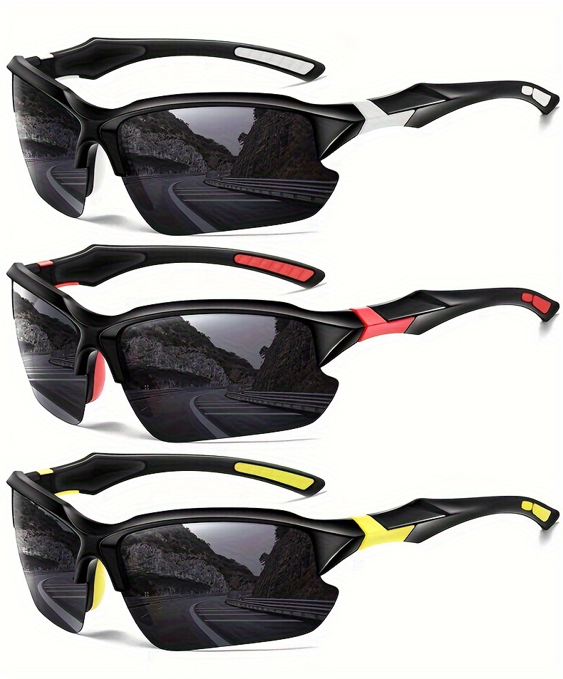 3pcs Polarized Sports Sunglasses for Men & Women, UV400 Windproof Sunglasses for Cycling, Baseball, Running, Fishing, Golf & Driving,Temu
