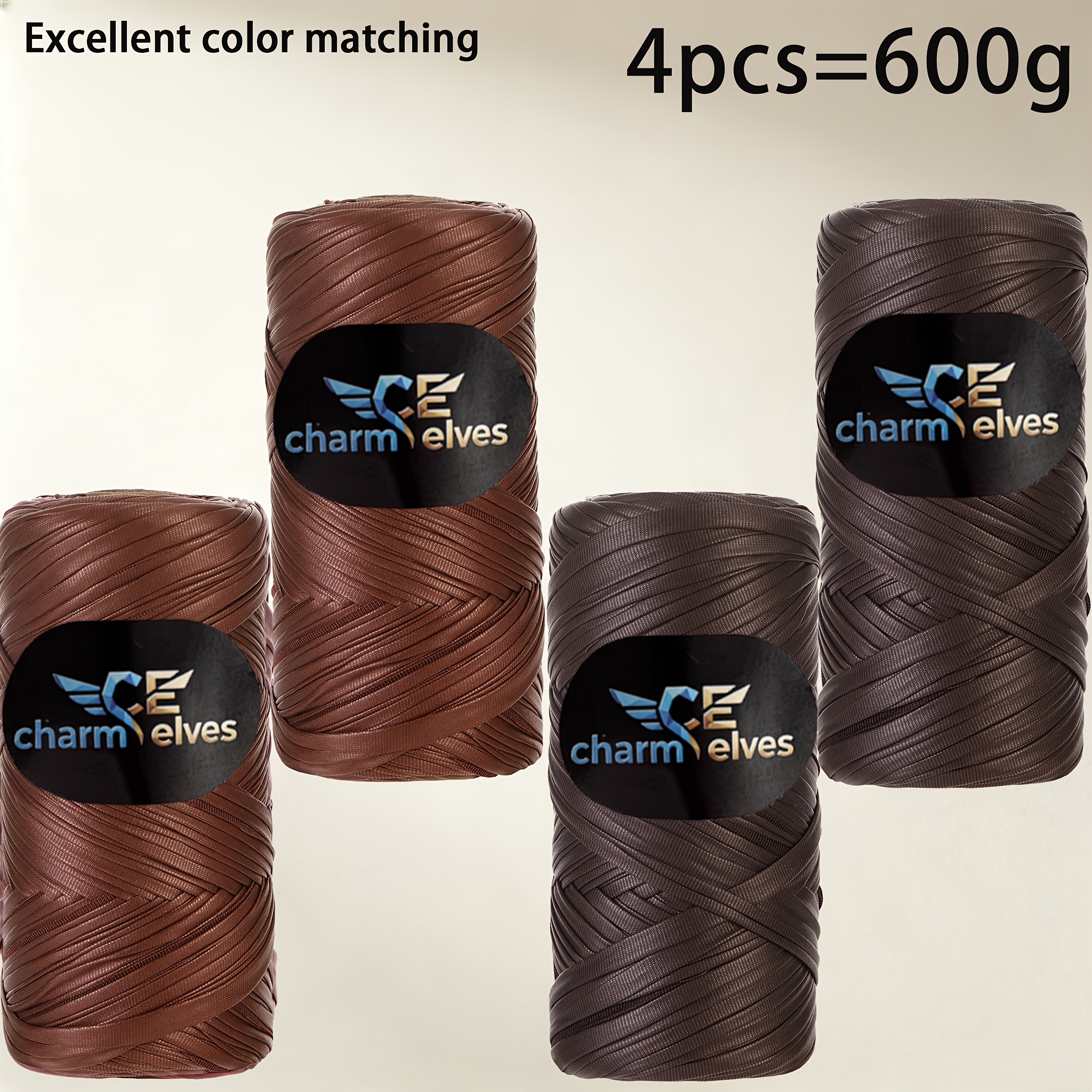 TEMU Lot de 4 pièces/600g, Fil de cuir à de couleur, prémélangé avec des couleurs élégantes pour votre commodité, prêt à tissé dès de . fil de haute