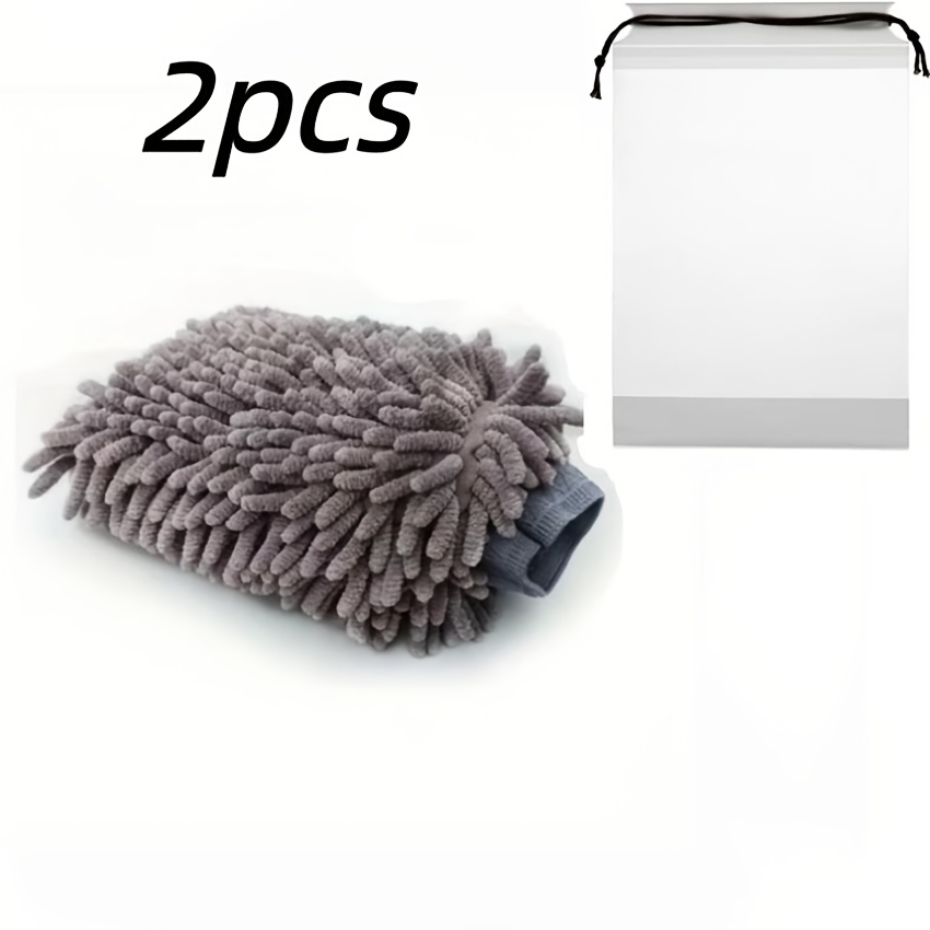 TEMU 2pcs (1 Glove 1 Storage Bag) Multifunctional Chenille Cleaning Gloves, Water Absorption Does Not Shed Hair, Strong Decontamination, Household