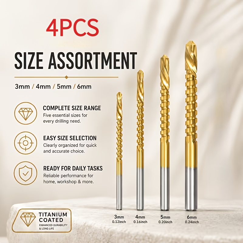 TEMU Heavy Duty Twist Drill Of High Speed With Serrated Edge, For Drilling Wood, Metal And Plastic, Household Maintenance, Handcraft And Home