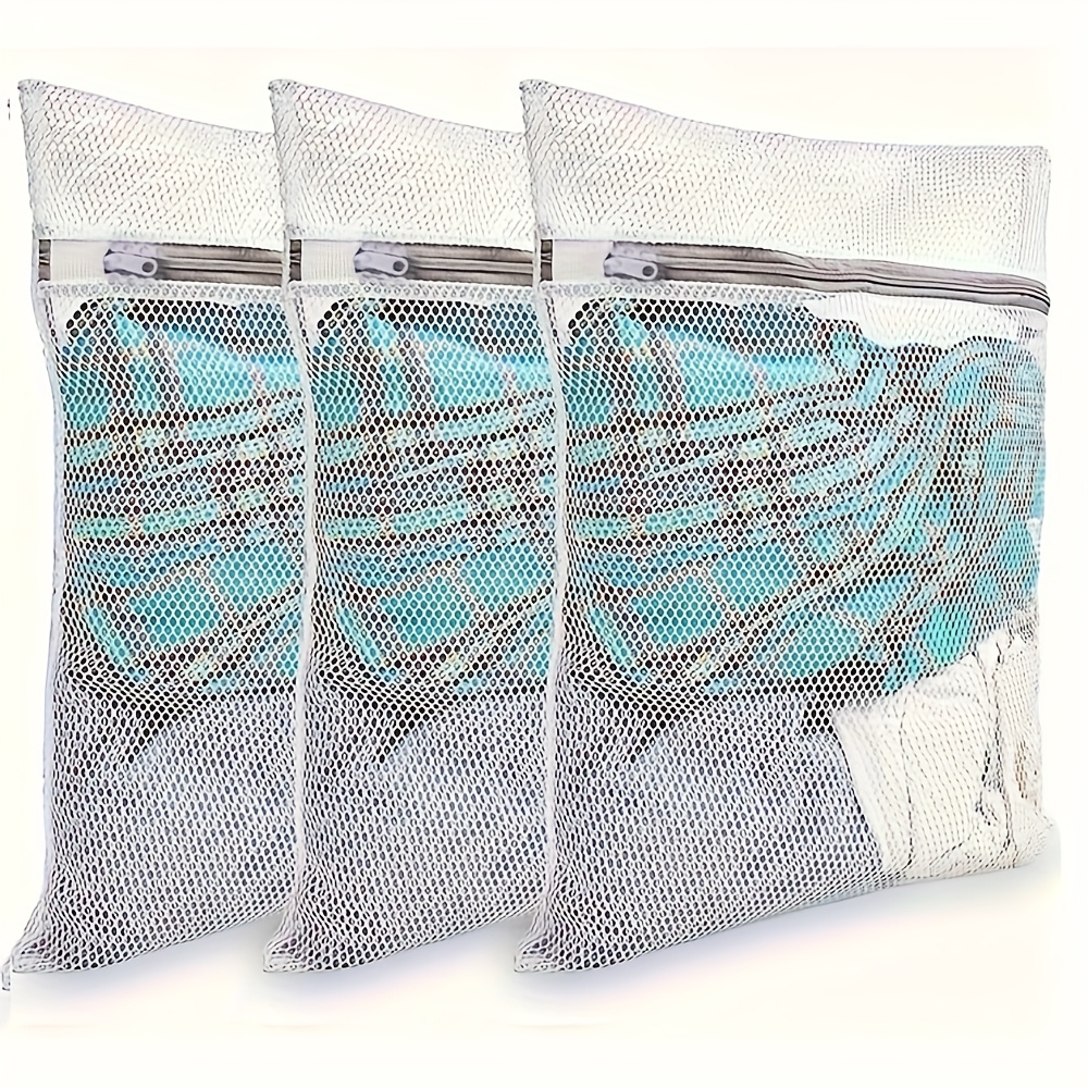 TEMU Lot de 3 Sacs à Linge Surdimensionnés (38x28 cm) - Organisateur Respirant avec Fermeture Éclair Sécurisée, Sacs pour Machine à Laver
