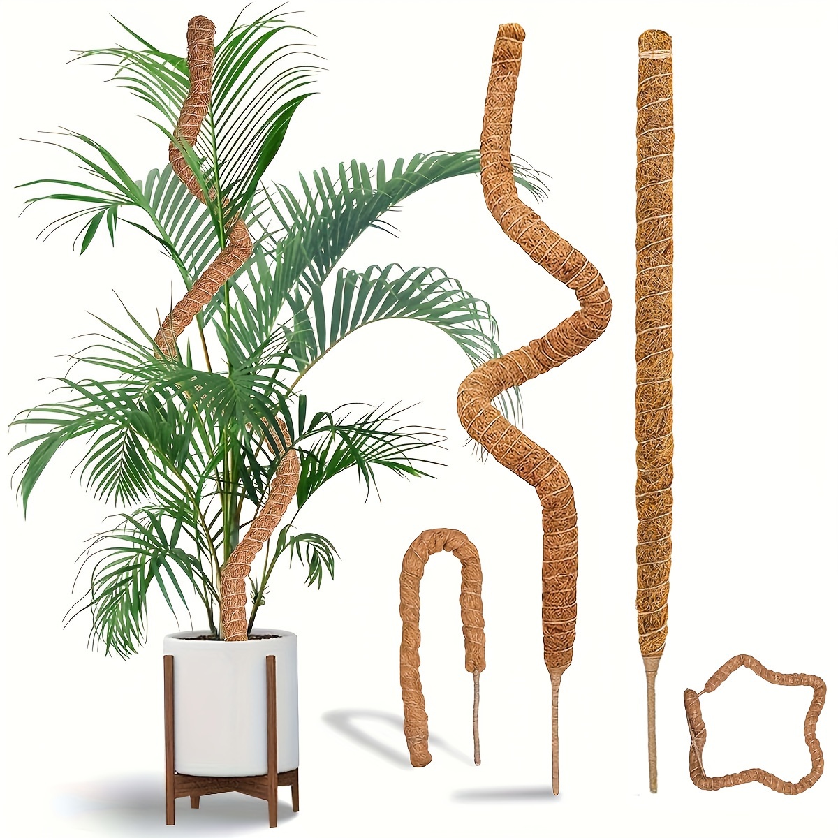 

Adjustable Indoor Plant Support Stakes - Handmade Coir Moss Pole For Climbing Plants, Garden Trellis For Potted Flowers, , Monstera - Plant Stick With Hemp Rope, Durable Pvc Base