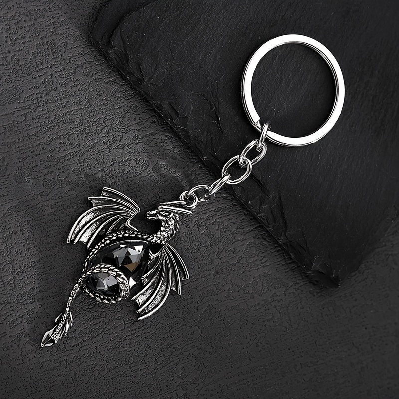 TEMU Porte-clés en Verre Rétro Style Européen et Américain avec Dragon Cartoon pour Sac à Dos - Accessoire pour Hommes
