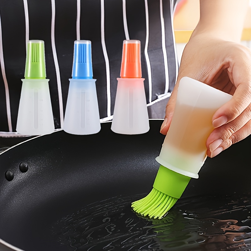 

1pc Silicone Basting Brush With Integrated Oil Dispenser - Bbq, Grilling & Cooking - Kitchen And Outdoor Use, Yard,