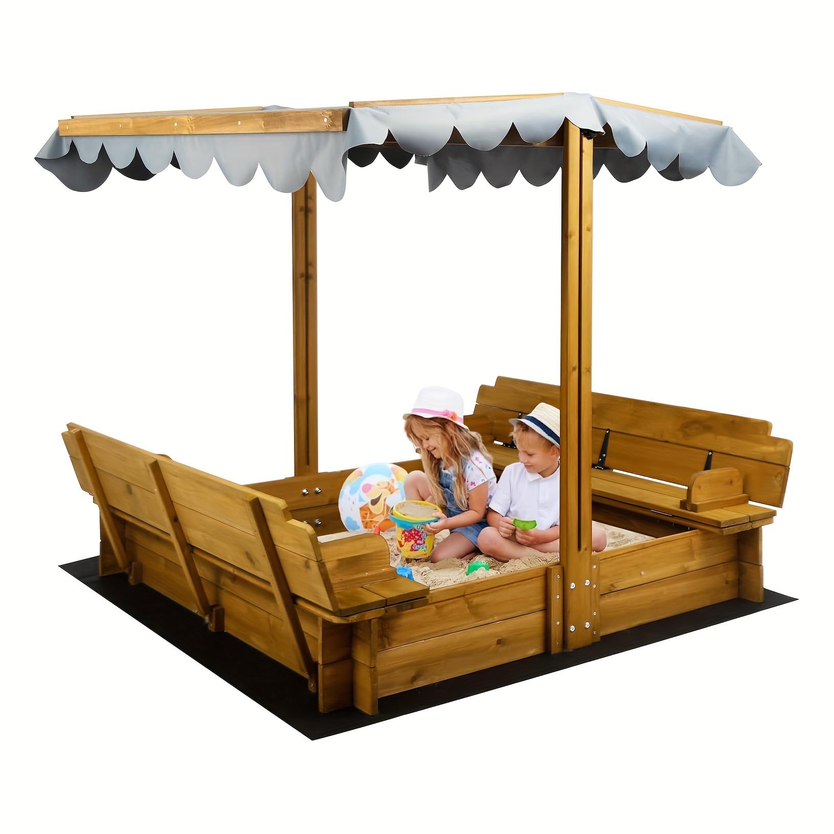 Outdoor Playset With Cover Teamson Kids 2-in-1 Wooden Sandbox With